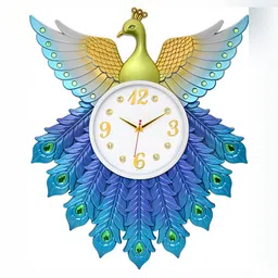 Attractionz Blue Yellow Textured Round Contemporary Wall Clock-5