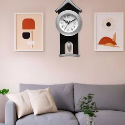 Attractionz SilverToned and Black Analogue Contemporary Wall Clock-image-24