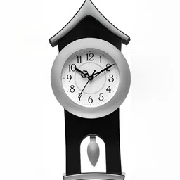 Attractionz SilverToned and Black Contemporary Wall Clock-image-51