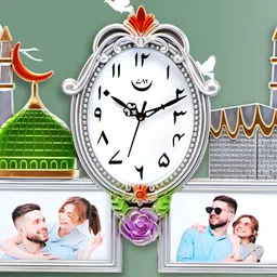 Attractionz Silver-Toned & White Contemporary Oval Shaped Wall Clock-50
