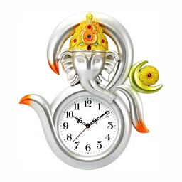 Attractionz Silver-Toned & White Round Shape Contemporary Wall Clock-image-90