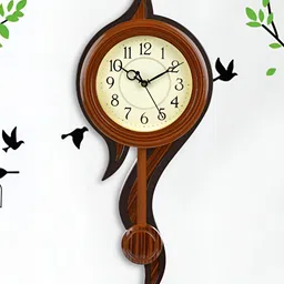Attractionz Brown & White Round Textured Analogue Contemporary Wall Clock-image-60