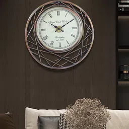 Aapno Rajasthan Copper-Toned & White Textured Contemporary Wall Clock-image-66