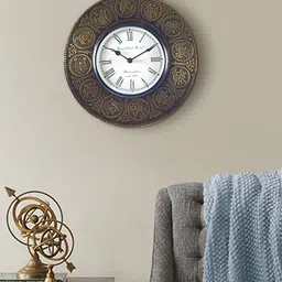 Aapno Rajasthan Copper-Toned & White Textured Contemporary Wall Clock-image-60