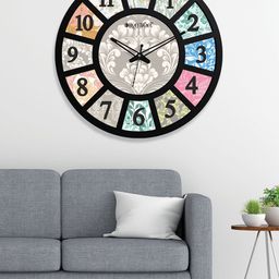 OLIVE TREE Black Contemporary Round Wall Clock-14