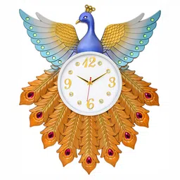 Attractionz White & Blue Textured Analogue Contemporary Wall Clock-12
