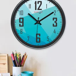 RANDOM Curve Smart View Black & Blue Printed Contemporary Wall Clock-picture-19
