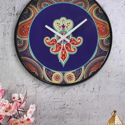 KOLOROBIA Blue & Red Printed Contemporary Wall Clock-image-1