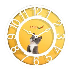 RANDOM Yellow & White Printed Contemporary Wall Clock-27