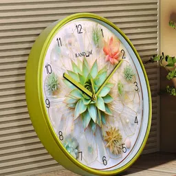 RANDOM Purple & Green Printed Contemporary Wall Clock-11
