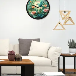RANDOM Black & Green Printed Contemporary Wall Clock-32