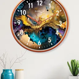 RANDOM Brown & Green Printed Contemporary Wall Clock-68