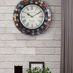 Aapno Rajasthan Brown & Green Printed Contemporary Wall Clock-image-59