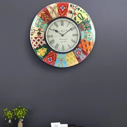Aapno Rajasthan White & Multicoloured Printed Contemporary Wall Clock-5