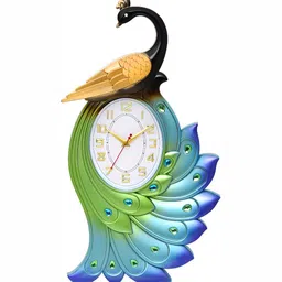 Attractionz Blue & White Oval Textured Analogue Contemporary Wall Clock-56