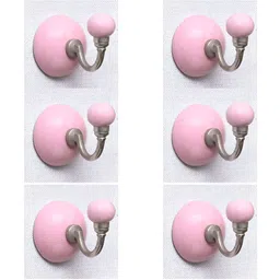 IndianShelf Lavender 6 Piece Ceramic Solid Door Hangers for Clothes Wall Hooks-43