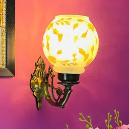 foziq White & Yellow Printed Glass Wall Lamp-picture-30