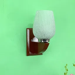 foziq  White & Brown Textured Glass Wall Lamp-24