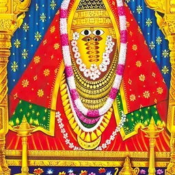 British Terminal Yellow Red Goddess Ashapura Maa Religious Wall Painting-image-24