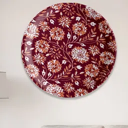 nestroots Red & White Floral Printed Porcelain Wall Plate-17