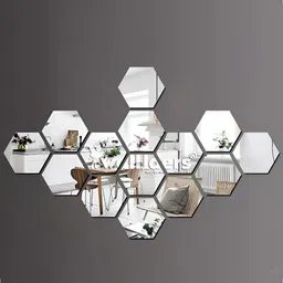 Wall1ders Silver 14 Pieces Acrylic Mirror Wall Stickers-40
