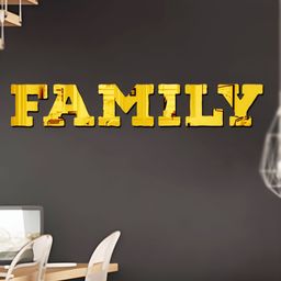 Wall1ders Gold Toned 6 Pieces Family Self Adhesive Mirror Wall Stickers-29