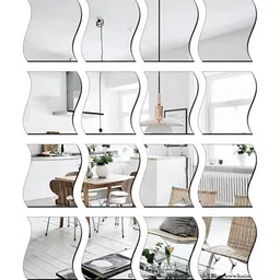 Wall1ders Silver Toned 16 Pieces Wave Silver Acrylic Mirror Wall Stickers-image-7