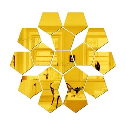 Wall1ders Gold Toned 16 Pieces Acrylic Mirror Wall Stickers-image-27