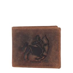 Alvaro Castagnino Men Brown Textured Leather Sagittarius Sign Two Fold Wallet-18