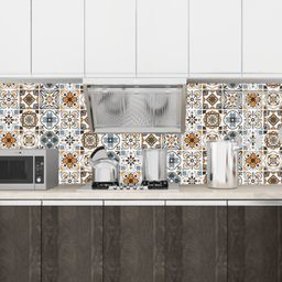 Jaamso Royals White & Brown Mosaic Square Self Adhesive Kitchen Wallpaper-picture-15
