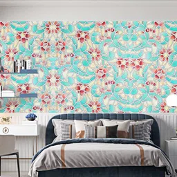 Dakshya Industries Green & Red Floral Printed Self-Adhesive Wallpaper-image-84