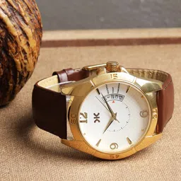 Killer Men Brass Textured Dial & Leather Straps Analogue Watch KLMO104C-picture-43