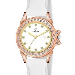 Versatile Women White Brass Embellished Dial & White Straps Analogue Watch-image-49