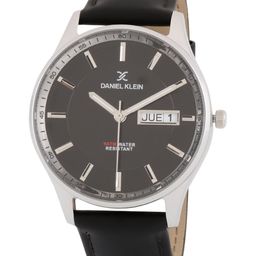 Daniel Klein Men Gunmetal-Toned Dial & Black Leather Straps Analogue Watch  DK.1.12880-2-23