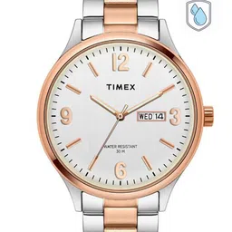 Timex Men Brass Dial & Stainless Steel Bracelet Style Straps Analogue Watch TWEG18423-82