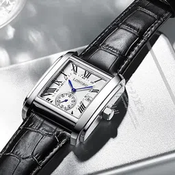 LONGBO Men Embellished Dial & Leather Straps Analogue Watch Long-83163-Black-White-29