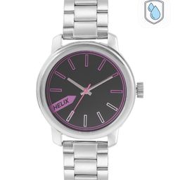 Helix Women Black Dial & Silver-Toned Bracelet Style Straps Analogue Watch TW048HL03-41