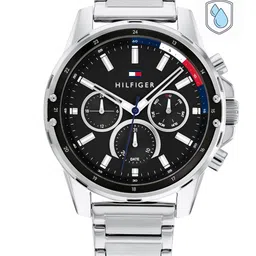 Tommy Hilfiger Men Black Dial & Silver Toned Stainless Steel Analogue Watch-TH1791936W-40