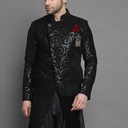 Utsav Fashion Embroidered Asymmetrical Sherwani Set-image-22