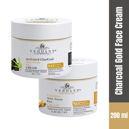 Verdant Natural Care Set of Activated Charcoal & Gold Glaze Face Cream - 100 ml each-43