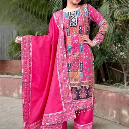 BAESD Girls Floral Printed Regular Mirror Work Kurta with Pyjamas & With Dupatta-picture-20