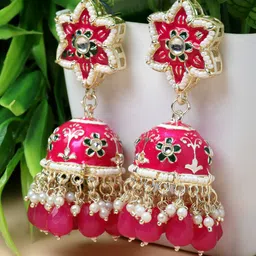 ZENEME Gold-Plated Dome Shaped Jhumkas Earrings-11