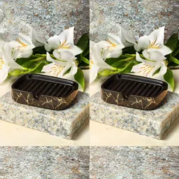 USHA SHRIRAM Black 2 Pieces Ceramic Soap Dish-image-84