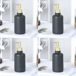 USHA SHRIRAM Black 4 Pieces Ceramic Soap Dispenser 400ml-image-8