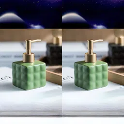USHA SHRIRAM Green 4 Pieces Ceramic Soap Dispenser Bottle 200 ml Each-28