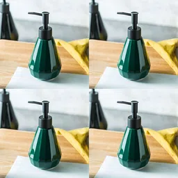 USHA SHRIRAM Green & Black 4 Pieces Textured Ceramic Soap Dispensers 250 ml Each-image-18