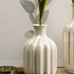 Pure Home and Living Off White Textured Ceramic Vase-picture-13