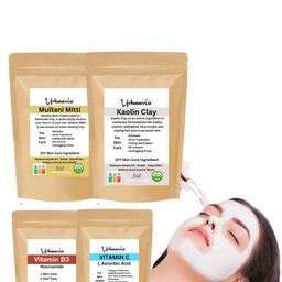Urbaano Herbal 4Pcs DIY Powder Pack - Multani Mitti + Kaolin Clay + Vitamin B3 + Vitamin C-6