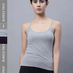 FBAR Pack Of 2 Pure Cotton Rib U-Neck Bio Wash Camisoles-image-27