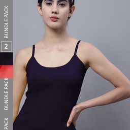 FBAR Pack Of 2 U-Neck Pure Cotton Bio Wash Camisoles-image-12